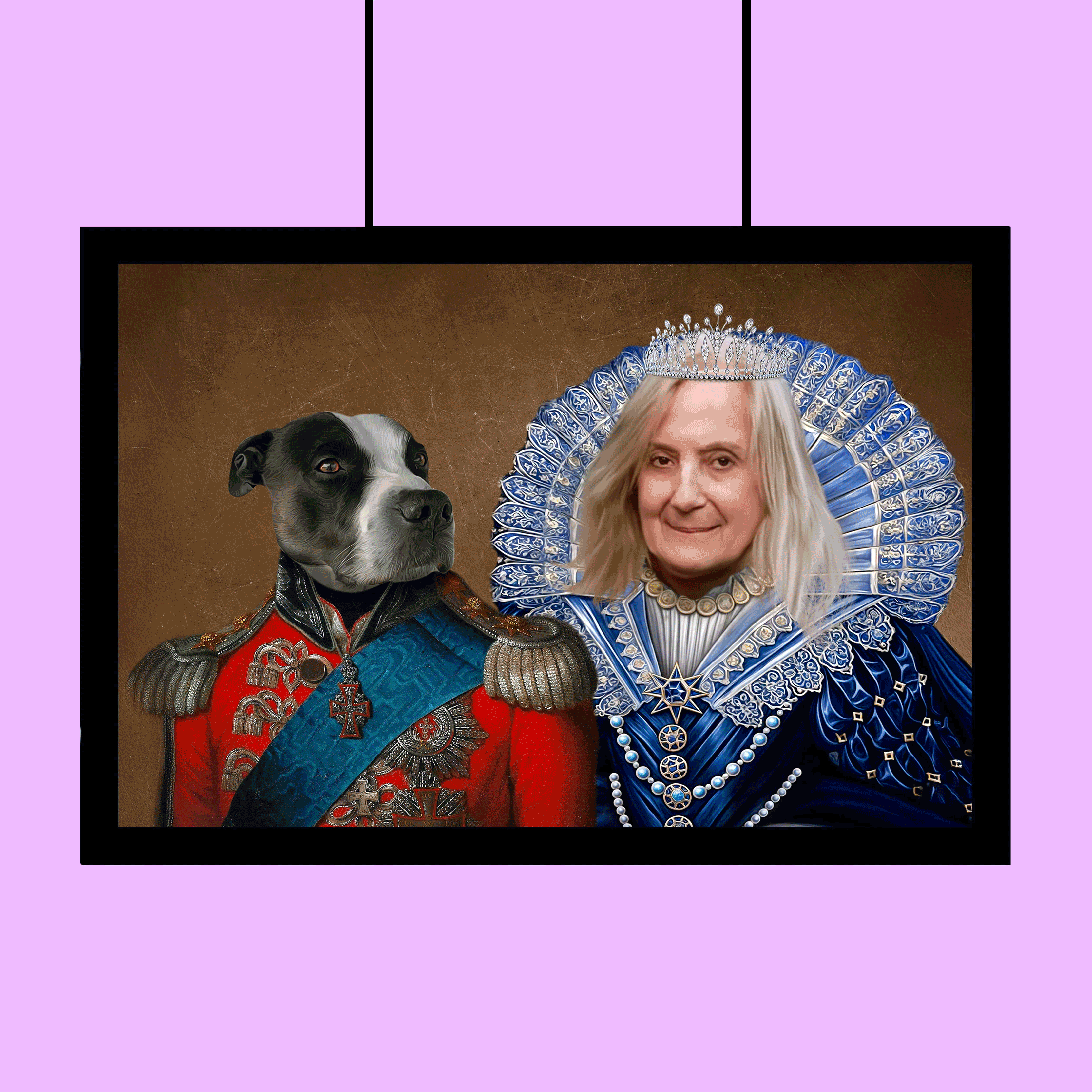 Royal Duo Portrait - Custom Pet & Parent Canvas